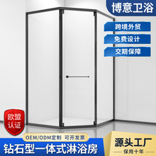 来图定制卫生间砖石形一体式浴淋室隔断玻璃门干湿分离间干湿分区