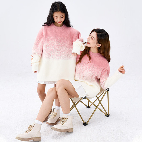 Autumn/Winter Snowflake Gradient Color Parent-Child Set Non-Pilling Children's Sweater Family Set Loose Korean Style Top