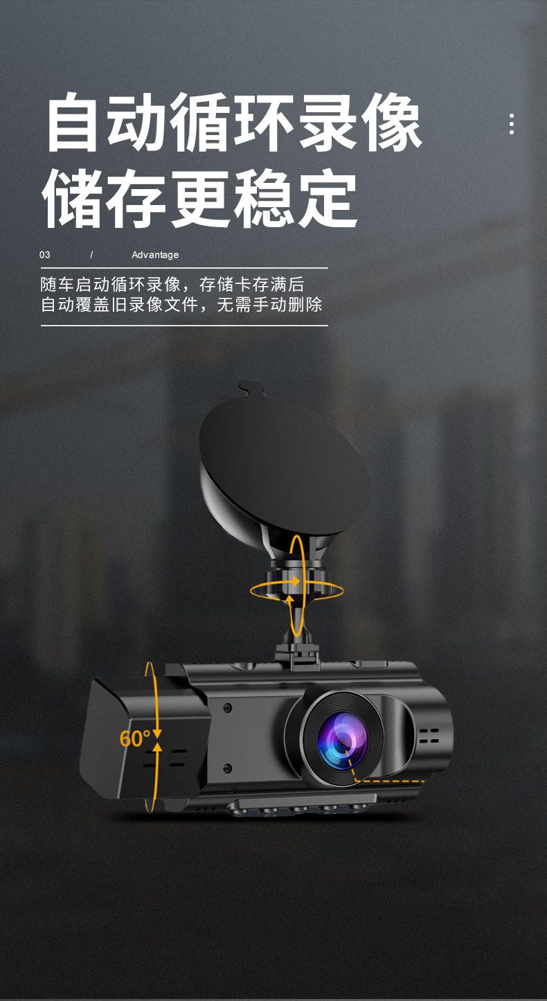 HD Dash Cam Front and Inside/Outside Dual Recording Parking IR Night Vision