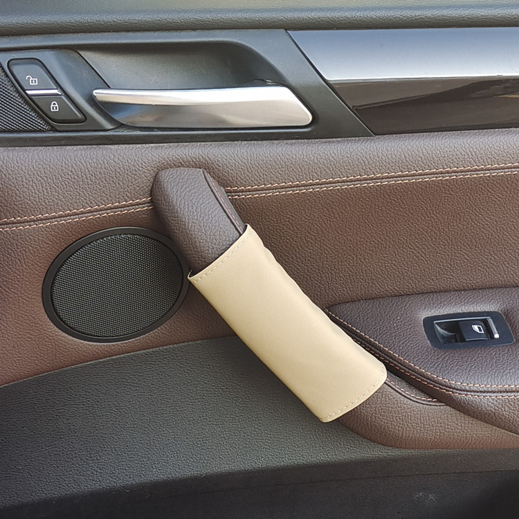 Car Door Inner Handle Gloves, Wear-Resistant Scratch Protective Cover, Nappa Leather All-Season Car Door Roof Handle Protective Cover