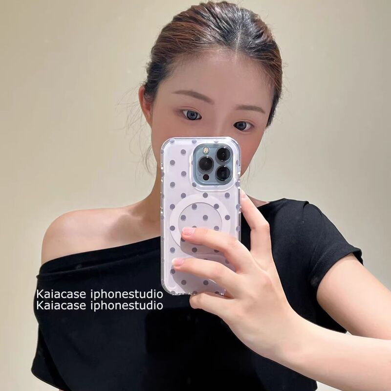 Wave Dots Are Suitable for Samsung S23Fe Mobile Phone Case S25Ultra/S24Plus Double-Layer Magnetic Suction 3 Apple 17Promax Wave Dots Are Suitable for Samsung S23Fe Mobile Phone Case S25Ultra/S24Plus Double-Layer Magnetic Suction 3 Apple 17Promax