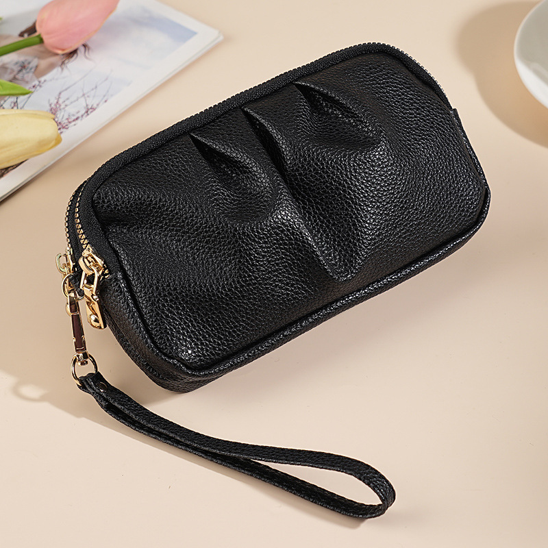 Nuevo mini bolso de mano de cuero PU para mujeres bolso de cuello de madre de doble capa de gran capacidad temperamento bolso de mujer bolso de teléfono móvil