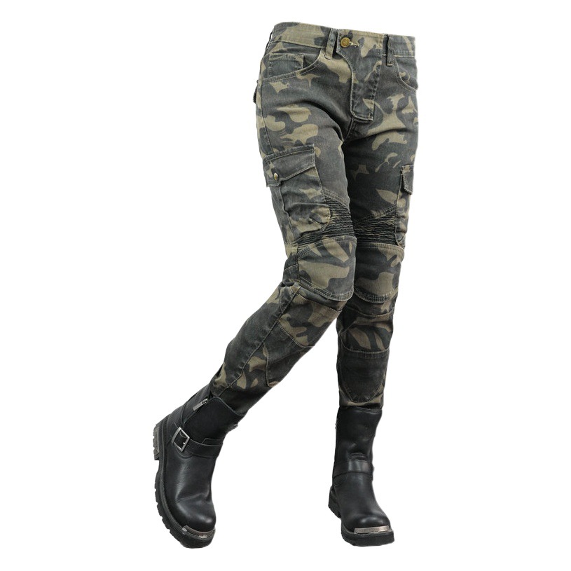 VOLERO Pantalones vaqueros de la motocicleta de las mujeres de carreras de motos pantalones de montar pantalones de camuflaje estiramiento anti-caída actualización equipo de protección