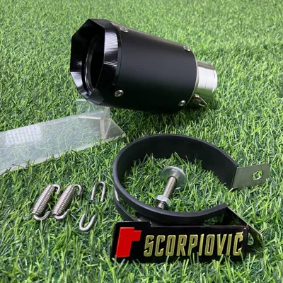 pipe AR tail section — Motorcycle exhaust pipe - ar-black-body-tip-60mm-stainless-steel-clamp