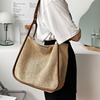 Straw capacious shoulder bag, small woven advanced one-shoulder bag, high-end