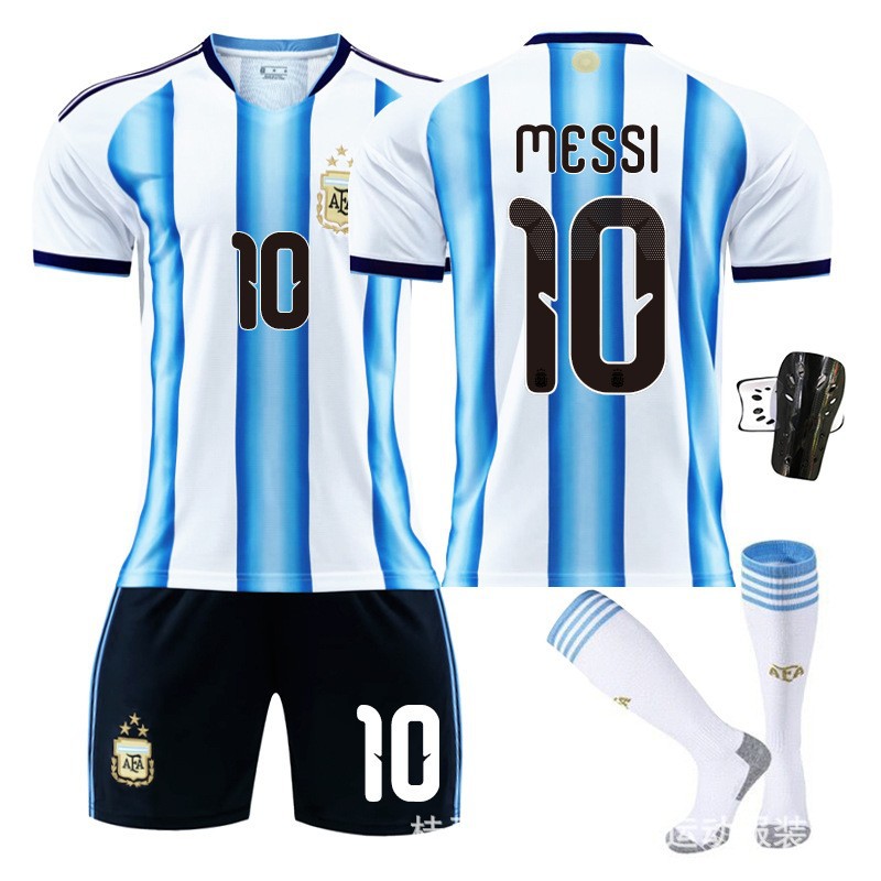 Casa argentina + impresión número 10 Messi + calcetines + equipo de protección