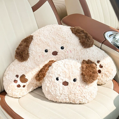 Seat, Cute Cartoon Car – Headrest - rabbit-fur-polished-puppy-khaki-1-headrest-1-waistrest
