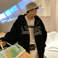 拼接棉衣男冬季ins潮牌撞色个性字母印花休闲原宿风连帽棉服外套