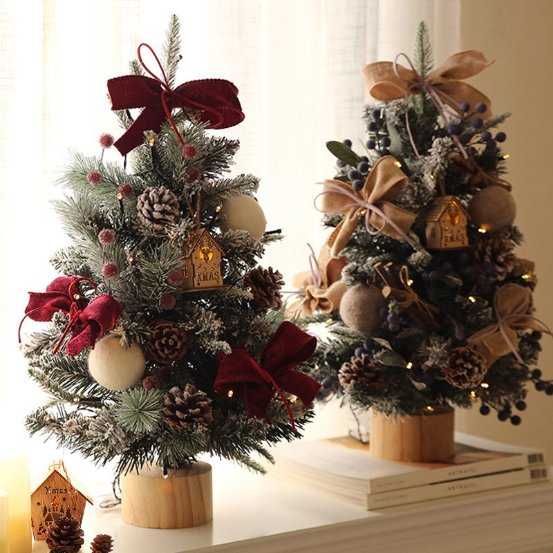 Nuevos productos transfronterizos árbol de Navidad con lámparas árbol de escritorio PE pequeño árbol de Navidad decoración de Navidad Amazon al por mayor