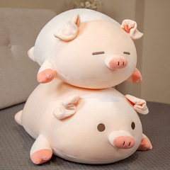 かわいい豚のぬいぐるみが腹ばいになって豚のぬいぐるみのぬいぐるみのベッドで寝ている超柔らかい抱き枕が男女の誕生日を送る