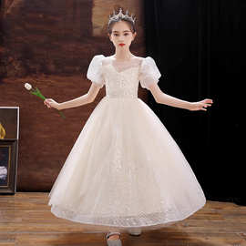 女童礼服公主裙2025新款香槟色蓬蓬纱裙小主持人钢琴演奏演出服冬