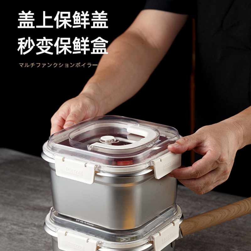 Exportación de calidad multipropósito freidora doméstica pequeña 316 acero inoxidable con malla de filtro cesto de drenaje con tapa olla cuadrada