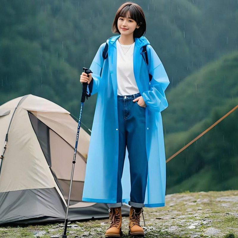 加厚一次性雨衣成人长款男女通用徒步旅游便携式磨砂eva黑色雨披|undefined