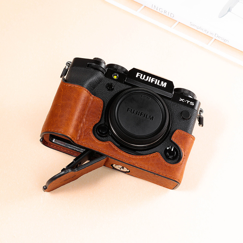 Étui Protection FUJIFILM X-T5 - Demi-Cuir PU, Vis 6,35 Mm - Anti-Rayures Et Poussière