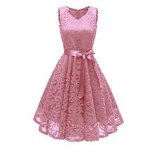 O 36486 Sexy V Neck Sleeves Lace Dress �Ը���˿����ȹ