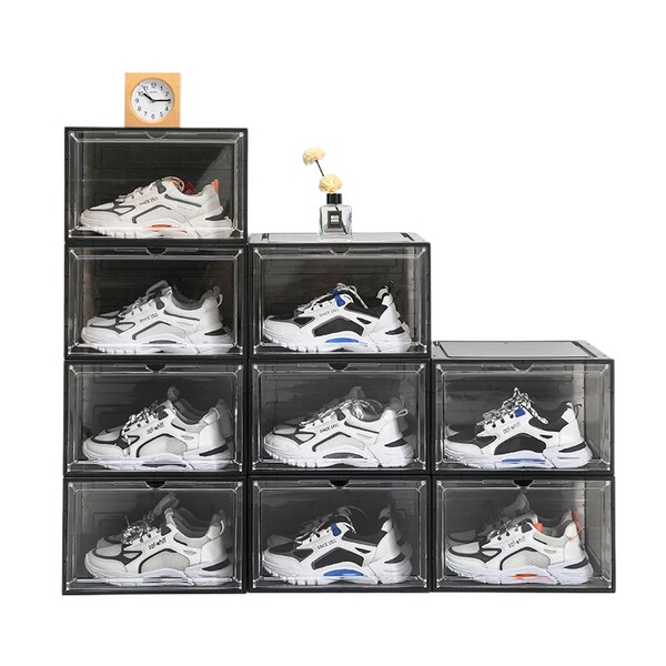 Magnetic hard plastic transparent acalt shoe box shoe storage box AJ…