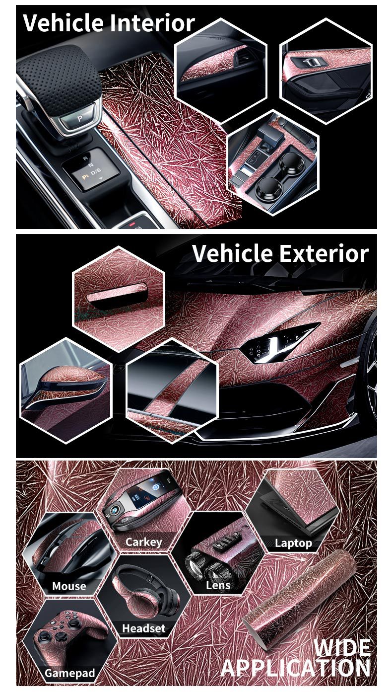 Cross-Border New Product Pet Forged Ice Crack Carbon Fiber Central Control Interior Red Blue Rearview Mirror Full Body Film