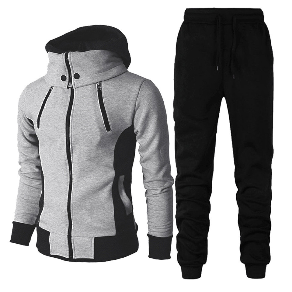 Demi-season sports fashionable trend warm set with hood