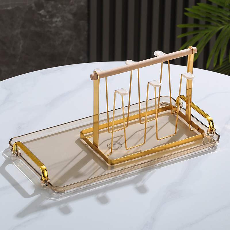 Portavasos invertido con drenaje, estilo japonés, soporte de hierro para cocina al por mayor