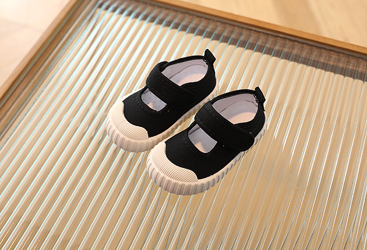 Kid's Basic Stripe Checkered Round Toe Canvas Shoes display picture 3