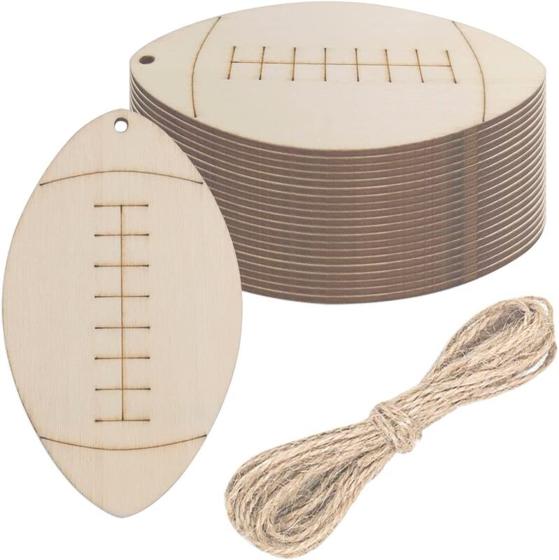 Unfinished DIY Wooden Rugby Decorative Pendant Gift Tag Suitable for Project Sports Theme