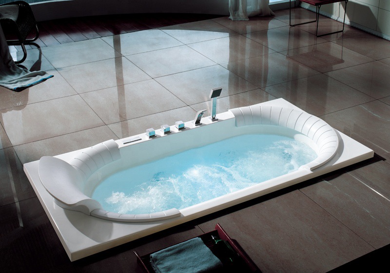 Acrílico incrustado bañera hogar bañera adulto blanco doble almohada rectangular surf cilindro 1800*900mm