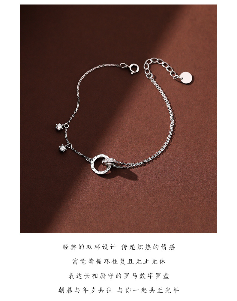 Linglang Trendy Dainty S925 Sterling Silver Bracelet Skin-friendly Jewelry Adjustable Chain Bracelet for Women Teen Girls