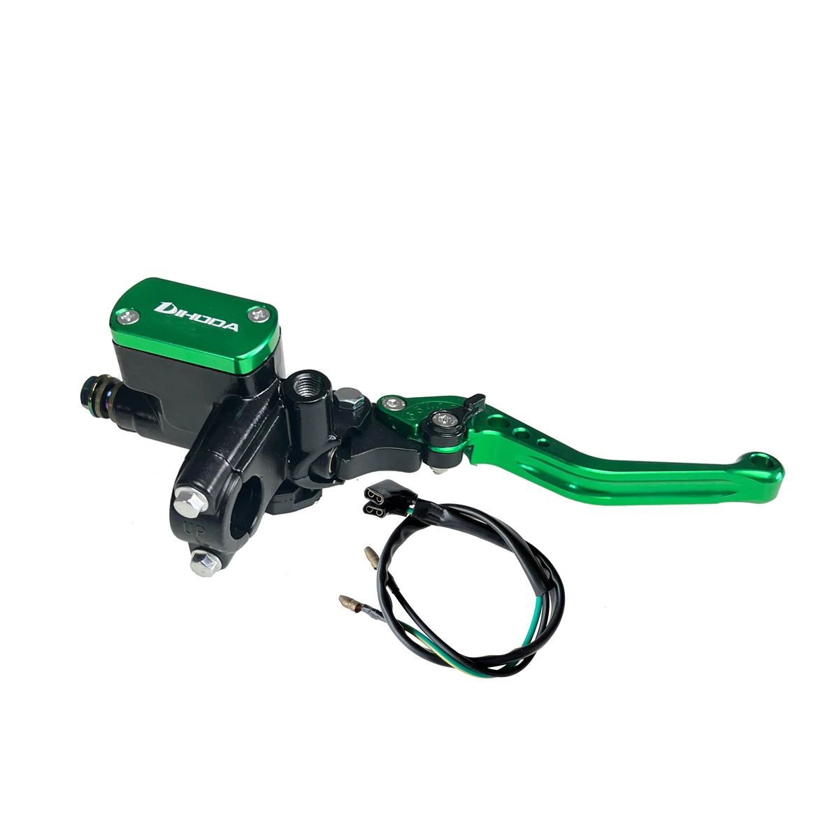 Universal modified hydraulic brake master cylinder for motorcycles and electric bikes with six-speed adjustable handle and power-off switch