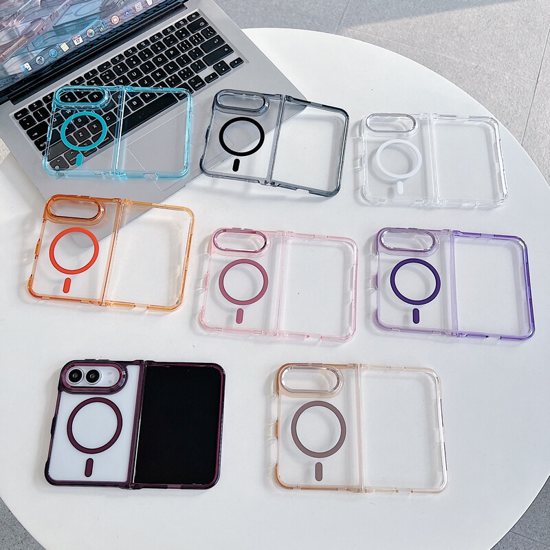 Suitable for iPhone 18 DUO, featuring a magnetic, transparent, foldable case with a colorful frame, also compatible with Apple 17 Pro Max