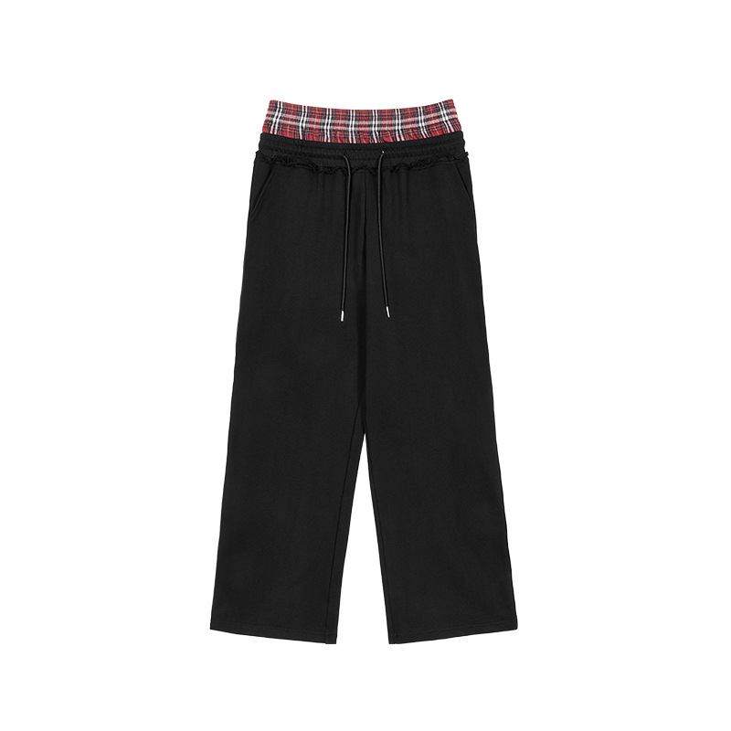 ETAI Hombre| Marca de moda de color contrastante de doble cintura cabeza de pierna amplia pantalones de abrigo ajustable doble cintura elástica cabeza de abrigo casual image 7