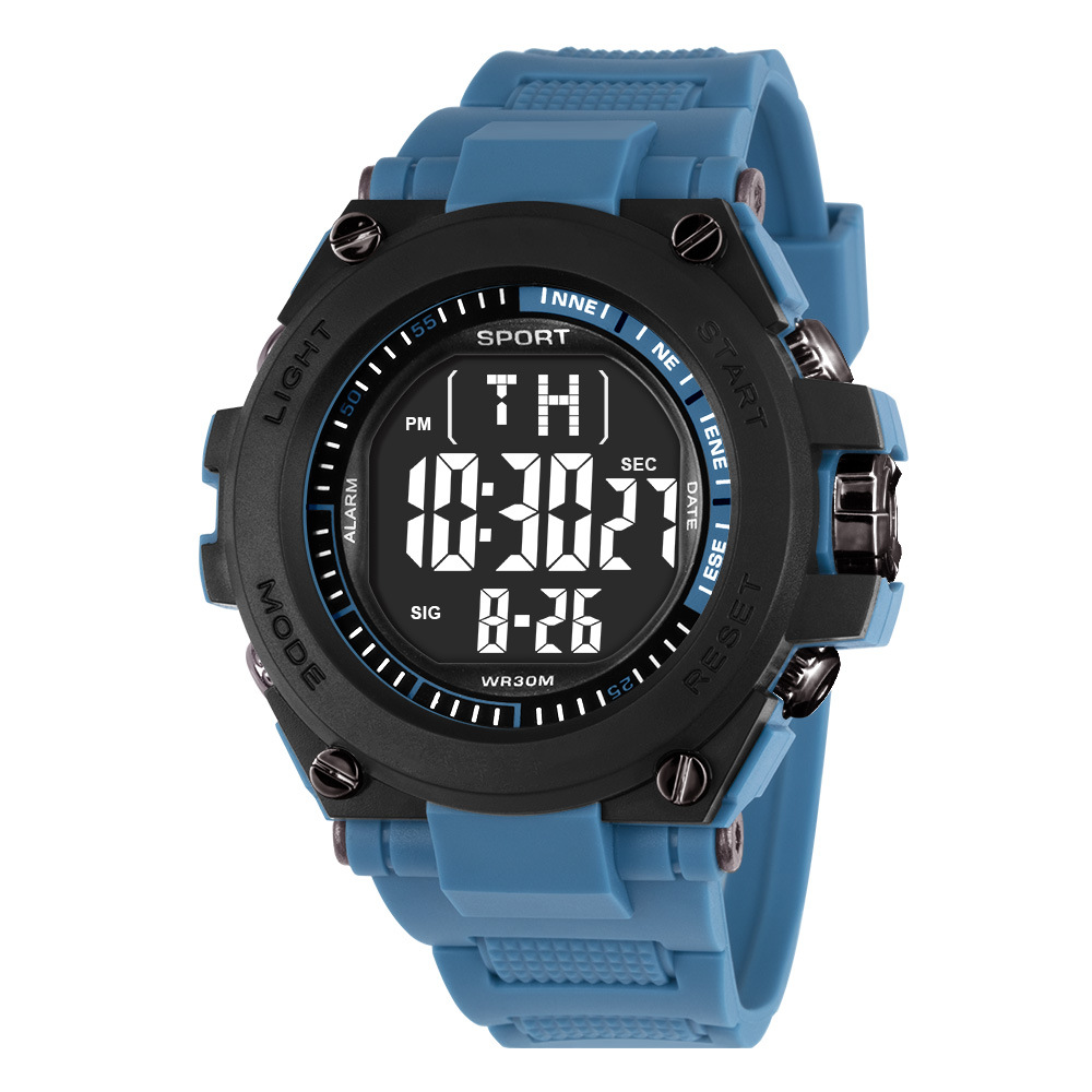 Reloj electrónico de deportes de estudiantes de secundaria y secundaria transfronterizos de gran dial personalizado alarma de luz nocturna al aire libre reloj electrónico