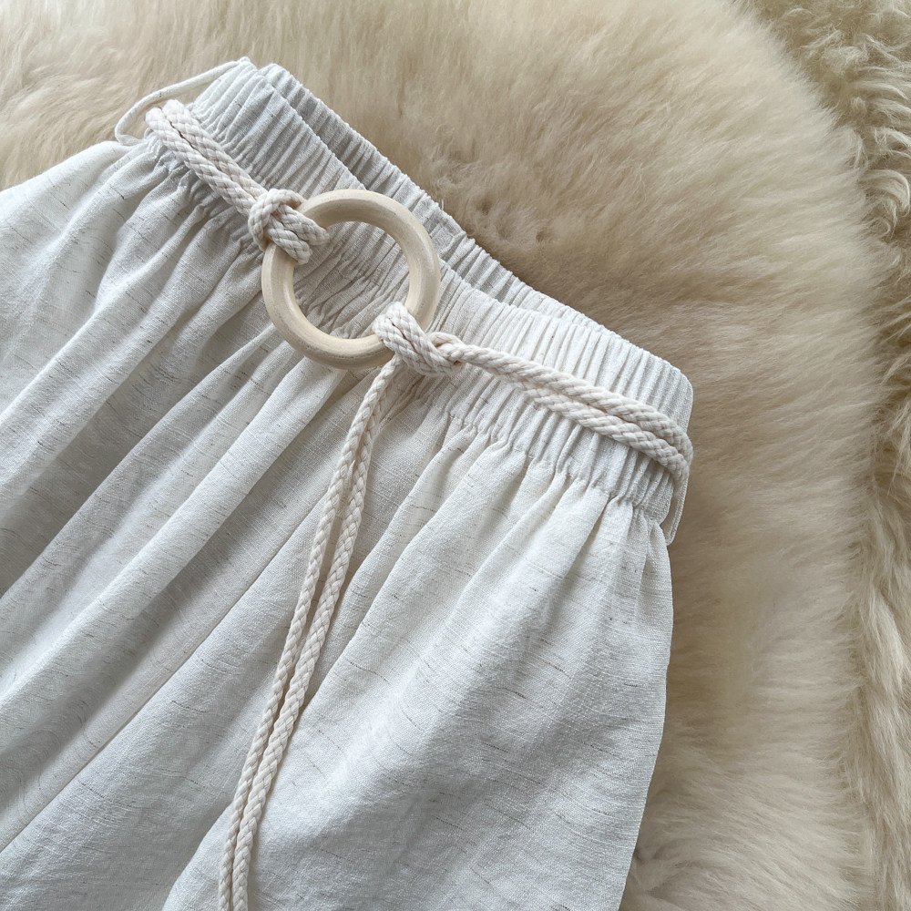 Women's High-Waisted Wide-Leg Trousers Tie Waist Retro Commuter Style Flowy Drapery Relaxed Fit Casual Pants_ecoleips.com