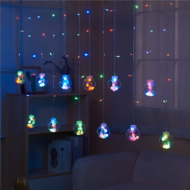 LED de color cadena de luces estrella cadena de luces decoración de Navidad dormitorio ambiente de luz de diseño esfera alta luz de cortina baja