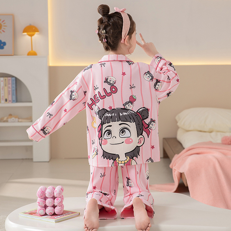 Pijamas de niñas 2025 nueva primavera y otoño algodón de manga larga delgada para niños ropa de casa para niños pequeños set
