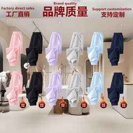 儿童纯色束脚卫裤秋冬男女童休闲运动长裤华棉面料支持 LOGO 定制