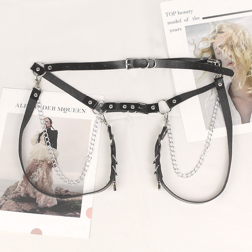 Cross-border personality Harajuku dark Lolita girl punk goth style belt decoration jk waist chain strap cool