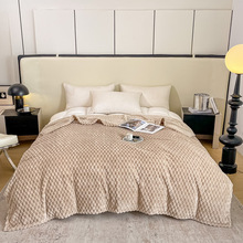 跨境出口龟背绒毛毯保暖加厚盖毯办公室午睡毯亚马逊沙发毯子外贸