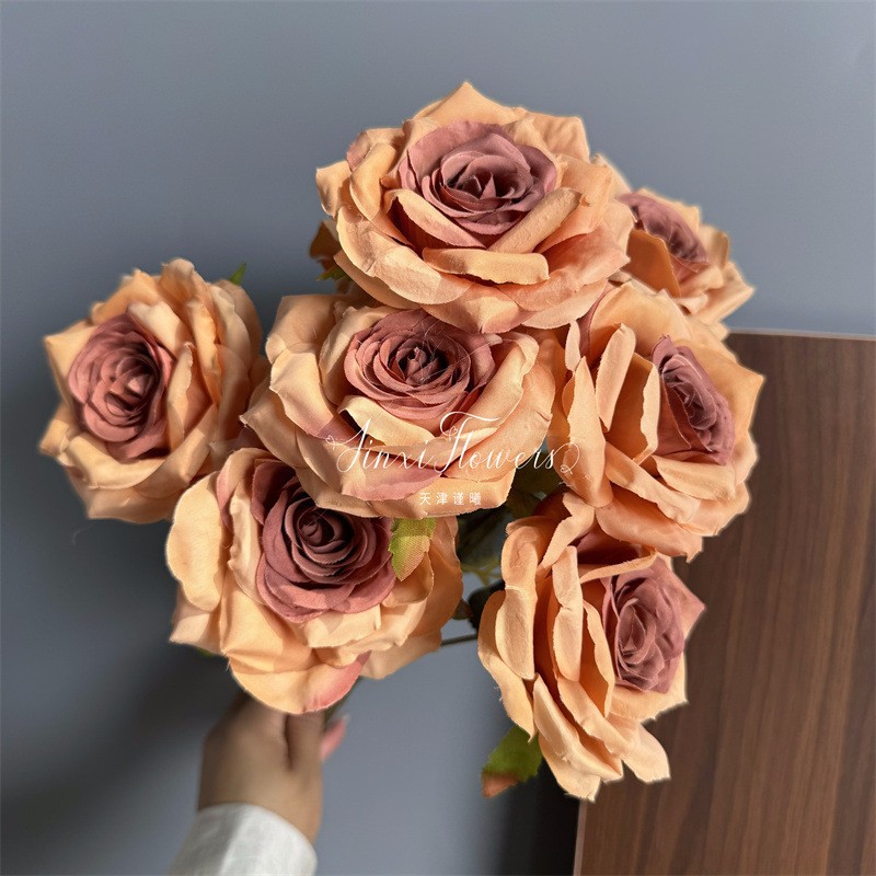 Cor rosa-café com diamante de 9 cabeças
