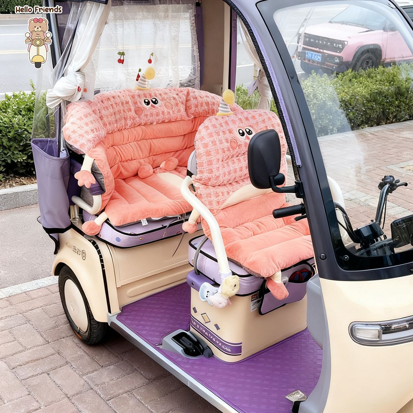 电动三轮车冬季座椅套加厚毛绒保暖通用坐垫套适用于雅迪爱玛金彭