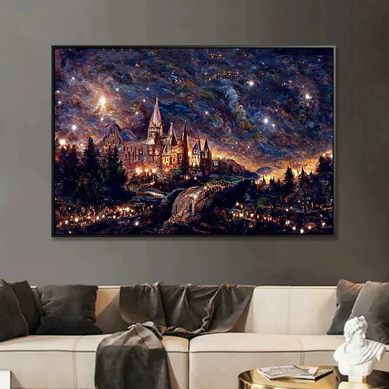 Кристальная живопись холст пейзаж — полный наборов DIY, размеры 30×40 и 40×50 см, деревянная коробка или белая рама
