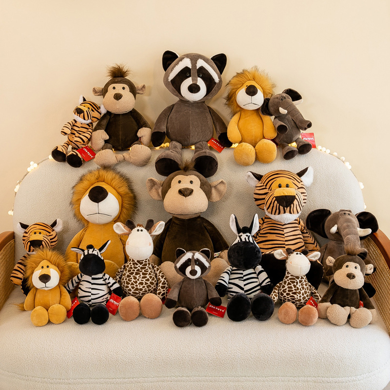 Hot-Selling Jungle Animal Plush Toy Series: Lion, Tiger, Zebra, Raccoon Dolls, Park Decorations, Event Gifts Hot-Selling Jungle Animal Plush Toy Series: Lion, Tiger, Zebra, Raccoon Dolls, Park Decorations, Event Gifts