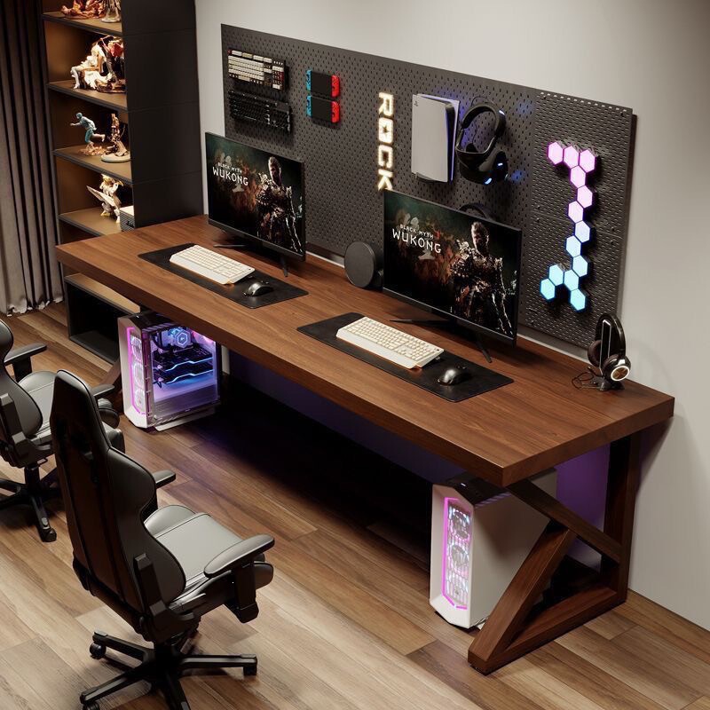 Solid wood large double computer desk, desktop bedroom home office desk, long writing desk, workbench, two-person gaming table Solid wood large double computer desk, desktop bedroom home office desk, long writing desk, workbench, two-person gaming table