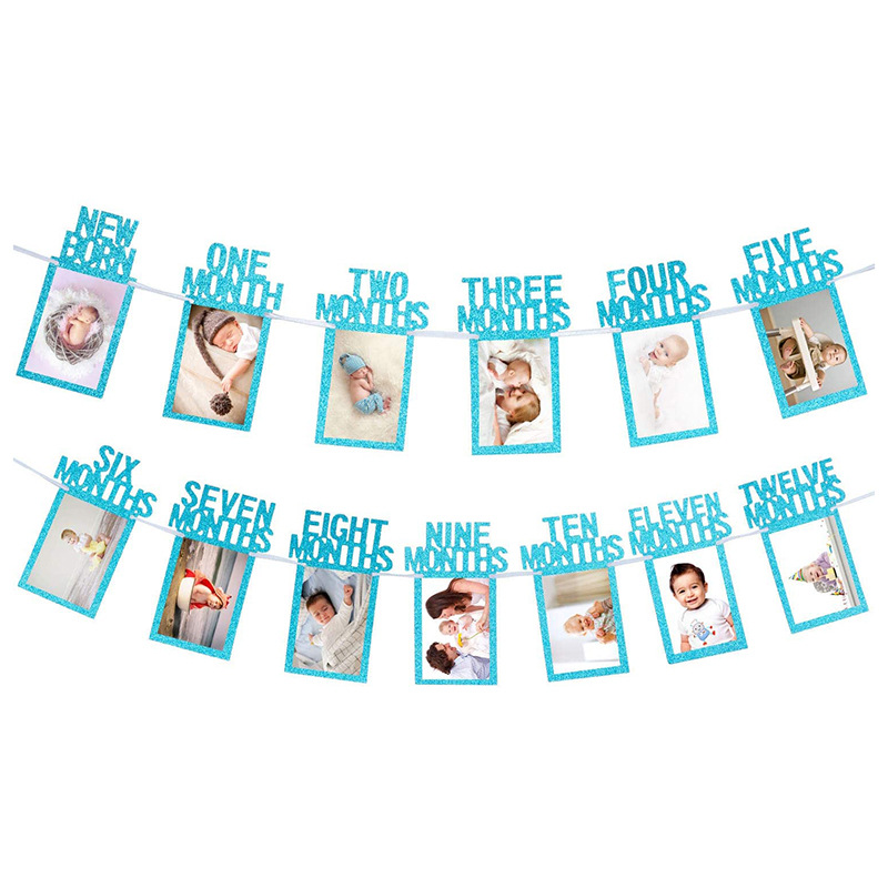 Recién nacido bebé cumpleaños fiesta diseño de fondo Recién nacido 12 meses bebé cumpleaños foto tirar bandera