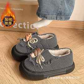 今年流行的棉鞋加绒加厚面包鞋韩版超软毛毛鞋女轻便休闲板鞋