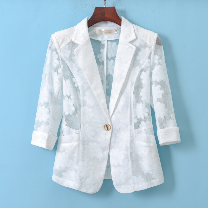 Women's Blazer 2023 Spring and Summer Versatile Stylish High-End Three-Quarter Sleeve Sun-Protective Sequin Blazer Women's Blazer 2023 Spring and Summer Versatile Stylish High-End Three-Quarter Sleeve Sun-Protective Sequin Blazer
