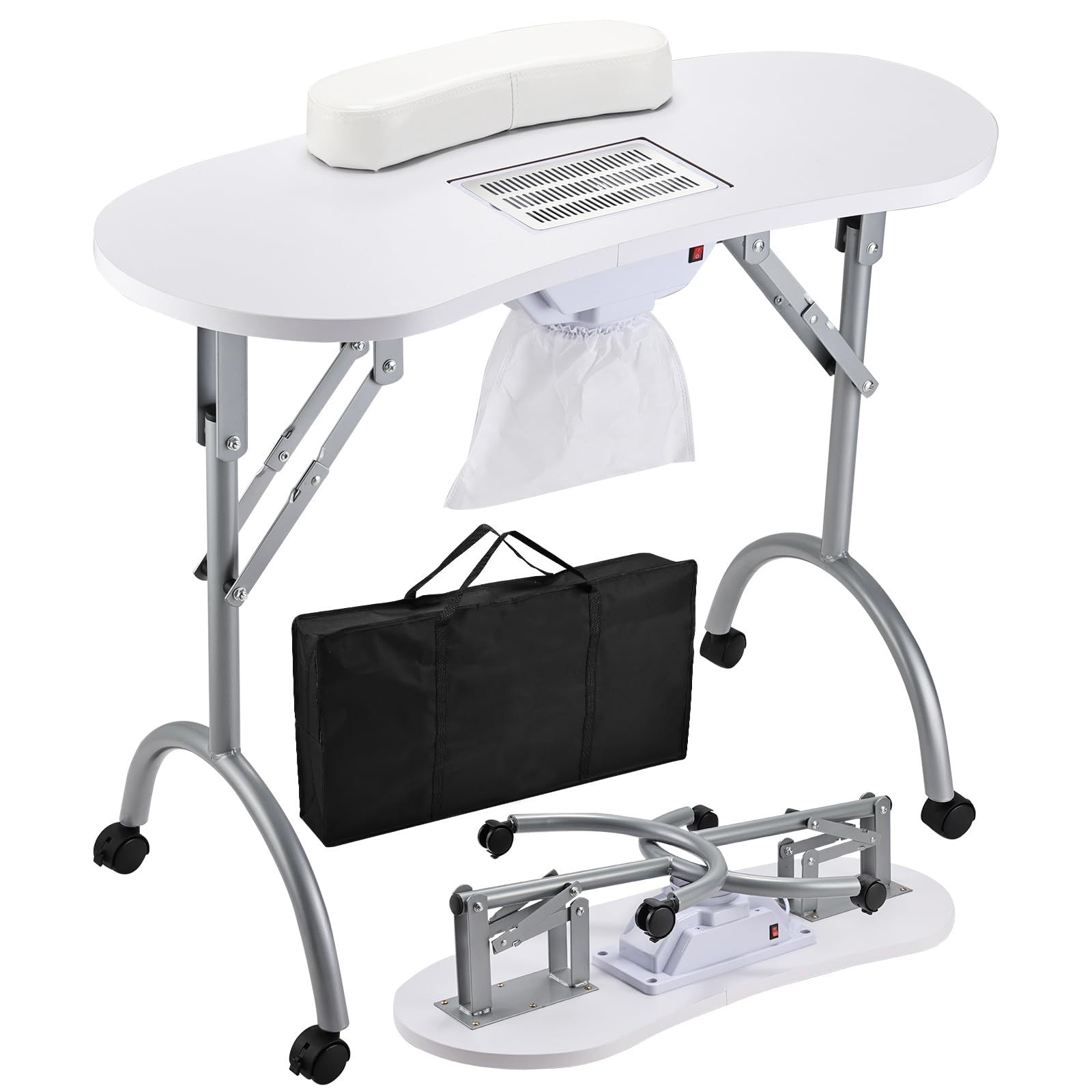 Mesa de manicuras portátil transfronteriza plegable lámpara de mesa de manicuras mesa de belleza con aspiradora mesa de manicuras fabricantes al por mayor