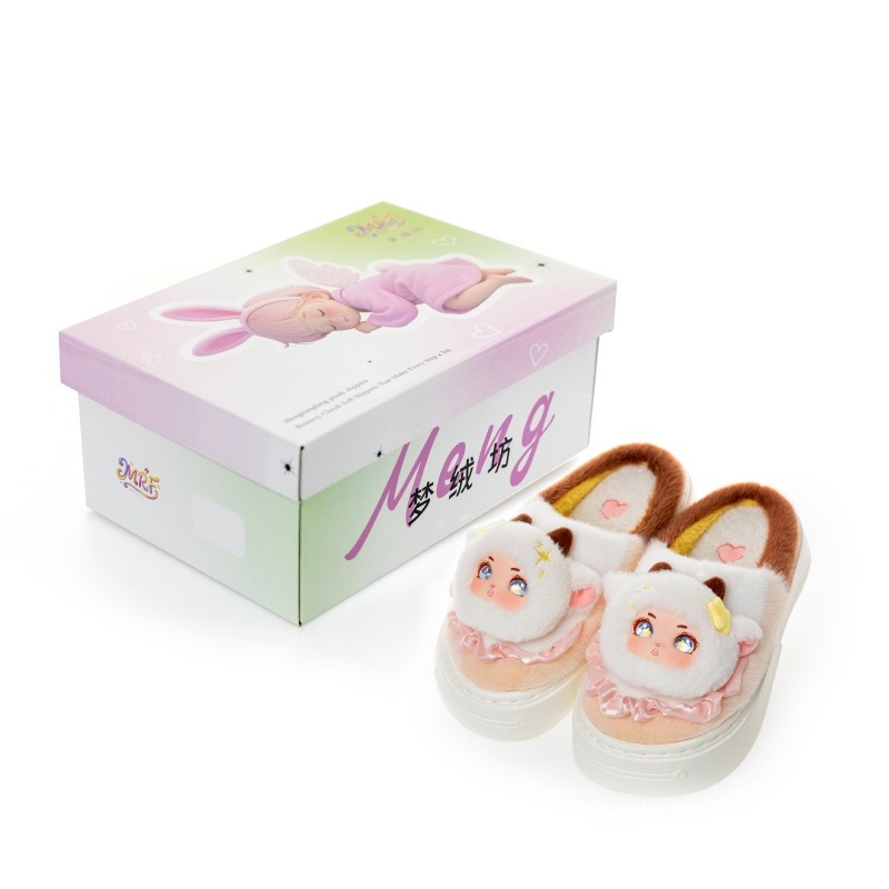 zapatillas de algodón de dibujos animados niñas lindos zapatos de peluche pareja de invierno para damas zapatillas de cabello cálidas interiores