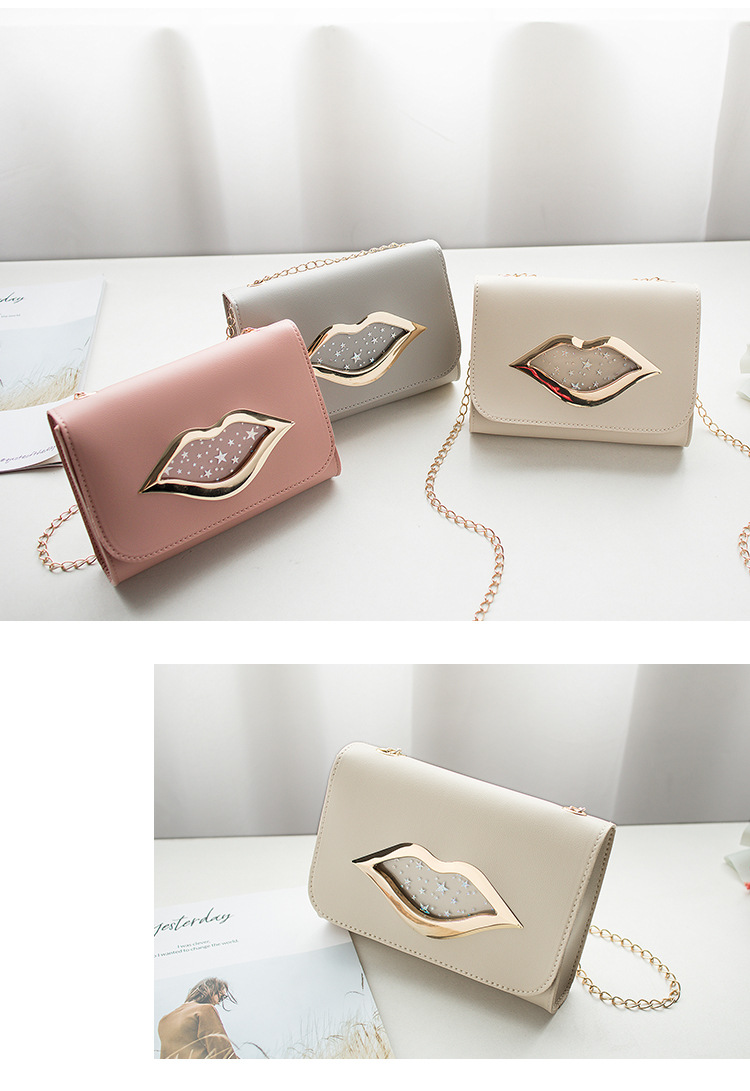 Women's Small Pu Leather Lips Streetwear Square Magnetic Buckle Shoulder Bag Crossbody Bag Chain Bag display picture 2