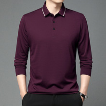 品牌男装2024春装新款中老年爸爸装宽松纯色羊绒长袖t恤衫9152