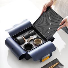 陶磁器携帯旅行茶器セットアウトドア茶器会社のビジネスイベントのお土産はロゴを印刷できます。